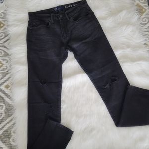 GAP Denim Skinny Jeans 30x32 Soft Wear Max EUC Distressed Smoke Black